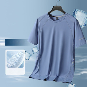 Camiseta de Manga Corta de Seda de Hielo Delgada de Alta Gama para Hombre, Transpirable, Informal, de Secado Rápido, Talla Grande, Adecuada para el Verano - Product Image 6