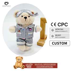 Teddy ISLAND Orsacchiotto di Peluche con Autorizzazione Globale, Ricamo a Quadretti Blu e Bianchi, Pigiama per Casa - Product Image 2