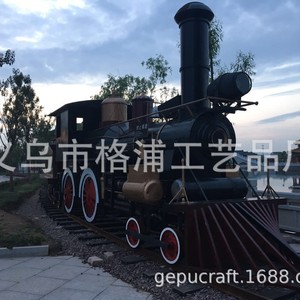 Modèle de locomotive à vapeur vintage en métal, décoration extérieure, usage commercial, avec fonction sifflet - Product Image 3