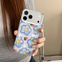 Coque de téléphone portable de luxe en TPU gaufré antichoc pour iPhone 17/16/15 Pro Max/14 Plus/13/12/11, motif floral tendance pour femmes et jeunes filles