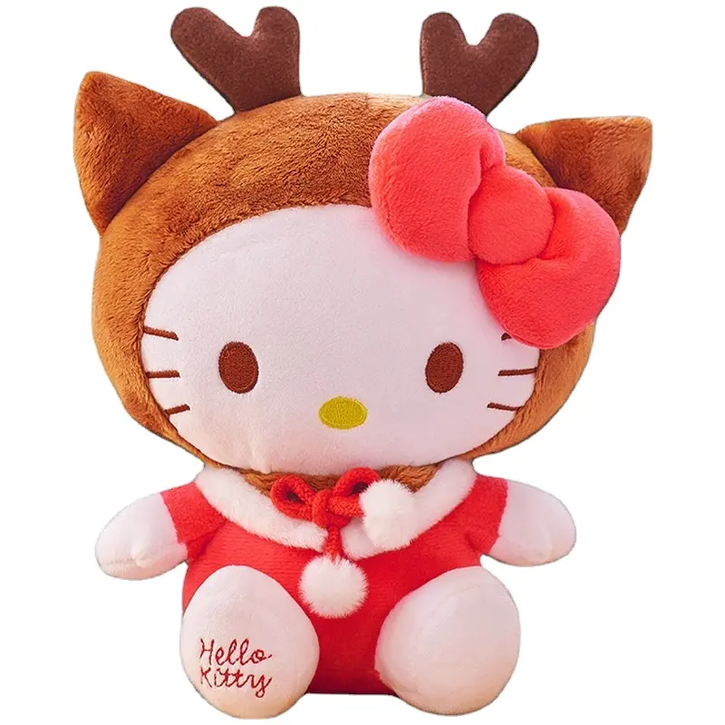 Diskon besar mainan binatang boneka kucing Hello KT merah muda kartun Jepang mainan hewan Halo kucing lucu