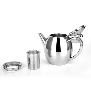 High Quality Double Wall Stainless Steel Tea Kettle Teapot Infusers Tea Pot With Strainer