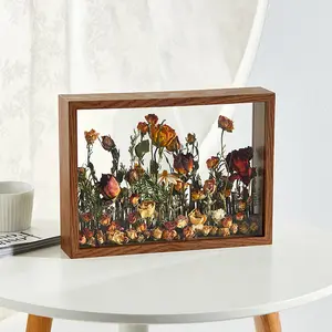 थोक सूखे फूल फ्रेम डिस्प्ले स्टैंड नमूना पेंटिंग फ्रेम खोखले डबल पारदर्शी ठोस लकड़ी DIY फ्रेम