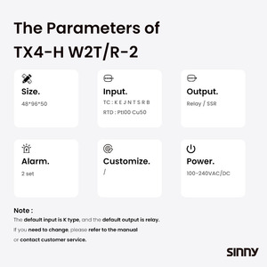 Промышленный ПИД-регулятор температуры Sinny TX4-H W2T/R-2 с LED-дисплеем, разрешением 0.5°C, выходом на SSR-реле, сертифицированный CE - Product Image 3