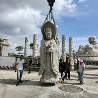 Statue de Guanyin Bodhisattva à trois faces, sculpture en pierre chinoise Kwan Yin pour la décoration extérieure des temples, à vendre