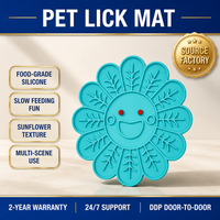 Sonnenblumen-Silikon-Leckmatte mit Smiley-Gesicht, Slow-Feeder-Leckmatte für Hunde und Katzen, lebensmittelecht, rutschfest, Leckerli-Matte