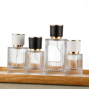 Luxury Round Clear Striped Glass <strong>Perfume</strong> <strong>Bottle</strong> with Pump Sprayer 30ml 50ml 100ml Sizes - Product Image 4