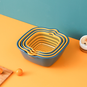 ShengBang Home Creative Kitchen Vegetable Fruits Food Plastic Storage Double Layer Drain Drainage Basket Filter Bowl Washing