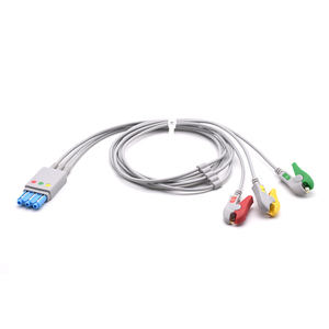 Fil de dérivation ECG compatible Phillipps, 3 fils, extrémité à pince, norme IEC, connecteur de style DIN, fil de dérivation ECG EKG - Product Image 1