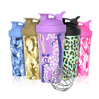 Bouteille d'eau en plastique avec logo personnalisé, pour le sport, shaker avec boule de mélange, vente en gros