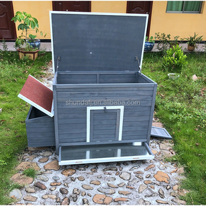 SDC007-T Eco-Friendly Wooden Villa Style <b>Pet</b> House for Chickens Quadrate Shape Print Pattern Horizontal Sliding Closure - Product Image 3
