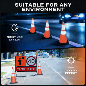 Cono De Seguridad 18 "28" 36 "Cône de sécurité routière en PVC Australie Base noire Cône de construction orange avec réfléchissant personnalisé - Product Image 4