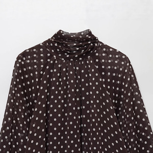 <span class=keywords><strong>Camicetta</strong></span> personalizzata da donna a pois <span class=keywords><strong>con</strong></span> motivo a forma di papillon a manica lunga Versatile Top all'ingrosso <span class=keywords><strong>camicetta</strong></span> Vintage camicia in Chiffon - Product Image 4