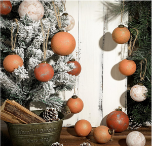 Plastic Christmas Balls <b>Large</b>-sized Rural Retro Neutral Texture Farmhouse Brown Christmas Decorations Bohemian Orange Copper - Product Image 6