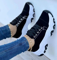 Collection Européenne et Américaine 2024 : Baskets décontractées à lacets pour femme, style marche, semelle épaisse, coupe basse