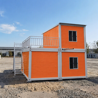 Maison conteneur à deux étages, portable, extensible, préfabriquée, avec structure en acier à double étage, certifiée CE, personnalisable, prête à l'emploi