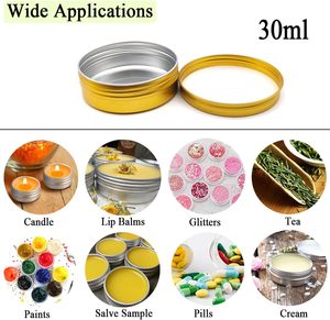 Pot en aluminium pour huile essentielle, huile à barbe et cire capillaire, cosmétiques et soins de la peau, tailles 5g-350g, couleurs or, noir, argent - Product Image 6