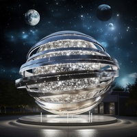 Planétarium personnalisé Space Explore Series Projet à thème Grand miroir en métal polonais en acier inoxydable Sculpture du système solaire rougeoyant