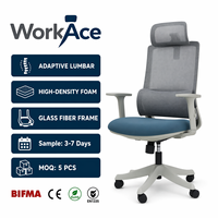 Chaise de bureau ergonomique moderne et confortable en tissu, pivotante et inclinable, réglable en hauteur, pour chambre et bureau à domicile - Échantillon