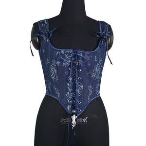 Nuevo corsé de <span class=keywords><strong>vaquero</strong></span> de mezclilla Jacquard teñido Halo Urban Outfiters <span class=keywords><strong>Corset</strong></span> Top con chaleco de flejado en la espalda Corsé de fleje en la espalda Bustier Top - Product Image 6