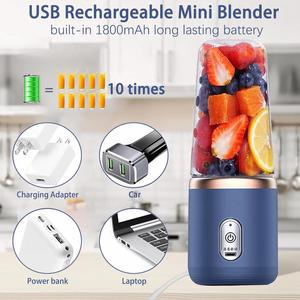 400ml USB Rechargeable Electric Personal Mini Portable Blender Stainless Steel Blade Dishwasher Safe Semi-Automatic Fresh - Product Image 4