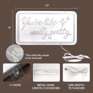Insegna al Neon 'You're Really Pretty' Dimmerabile con Alimentazione USB, Luce da Comodino con Gancio Adesivo, Decorazione Murale al Neon per Camera da Letto di Ragazze Adolescenti - Product Image 2