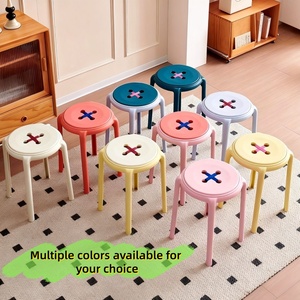 Taburete Apilable de Plástico Premium con Diseño de Botones, Multicolor, Ahorra Espacio, Redondo, para Hogar, <span class=keywords><strong>Cocina</strong></span>, Sala de Estar, Oficina - Product Image 3