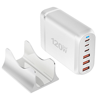 Chargeur USB C 120W Type C PD 65W GaN Charge Rapide Multiple 6 Ports Station de Chargeur de Bureau pour iPhone iPad Tablette et Ordinateur Portable