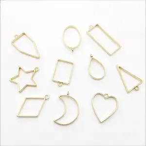 Cadre creux géométrique en métal, moules de bordure de lunette, moules en résine époxy UV pour la fabrication de bijoux de bricolage, pendentifs ronds