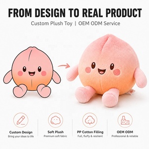 Juguete de Peluche de Durazno con Diseño Personalizado, Servicio OEM ODM, Convierte Dibujos en Productos Reales, Fabricante de <span class=keywords><strong>Animales</strong></span> de Peluche de Frutas Personalizados - Product Image 1