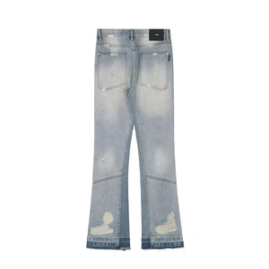 Jeans Svasati Strappati Personalizzati alla Moda per Uomo, Nuovi Jeans Larghi con Schizzi d'Inchiostro Effetto Invecchiato, Taglie Uomo - Product Image 2