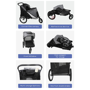 Per Brightbebe all'ingrosso pieghevole grande Pet passeggino 3 <span class=keywords><strong>ruote</strong></span> cane e gatto carrozzina pieghevole e staccabile caratteristiche per il bambino Pet - Product Image 2