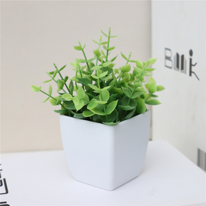 人工植物クリスマスホームオフィスリビングルームデスクの装飾のための小さなミニ鉢植えプラスチック草の葉 - Product Image 5