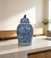 Vase en porcelaine craquelée peint à la main, motif floral de perroquet doré, céramique chinoise avec couvercle, décoration d'intérieur