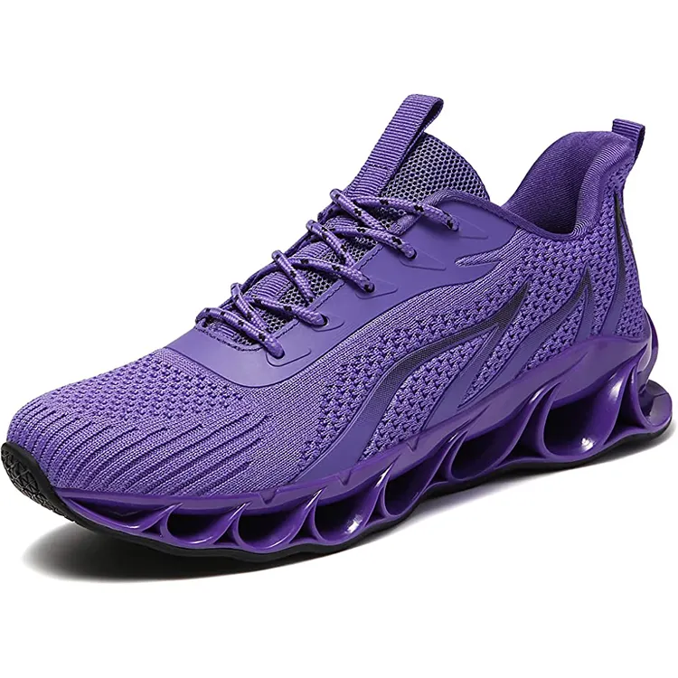High Quality Suppliers Fashion Lace Up Purple Knitting Breathable Mesh Sneakers Men Sports Shoes