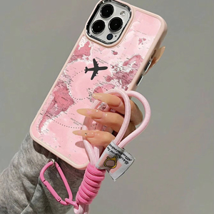 Cover per <span class=keywords><strong>iPhone</strong></span> 15 14 Plus 13 12 17 Pro Max con mappa dell'aereo e cordino, accessori per cellulare, custodia posteriore - Offerta imperdibile - Product Image 2
