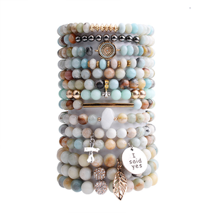 <span class=keywords><strong>Pulsera</strong></span> de Piedras Naturales DIY para <span class=keywords><strong>Hombre</strong></span> y Mujer al por Mayor, Brazalete de Yoga con Cuentas, Colgante de Cruz Personalizado de Loto, <span class=keywords><strong>Pulsera</strong></span> de Piedras Naturales de Varias Capas - Product Image 1