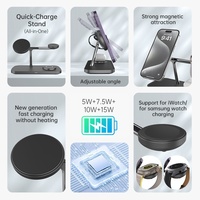 Produits les plus vendus, station de charge de voyage, chargeur 3 en 1, logo personnalisé, chargeur 15W, chargeur sans fil 3 en 1 pour iPhone