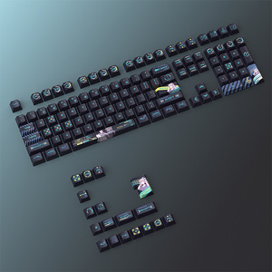 Venta al por mayor de 126 teclas PBT, juego de teclas personalizadas, sublimación de cereza, competición eléctrica negra para teclado mecánico - Product Image 5