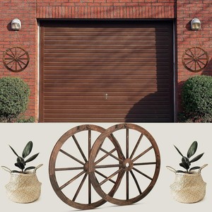 Décorations murales vintage en bois en forme de roue, lot de 2, décoration rustique pour la maison, art circulaire en MDF - Product Image 3