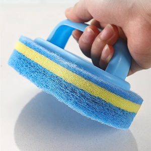 Brosse de nettoyage ménager en gros avec manche, éponge à haute densité et tampon épais pour cuisine, salle de bain, toilettes et murs - Product Image 2