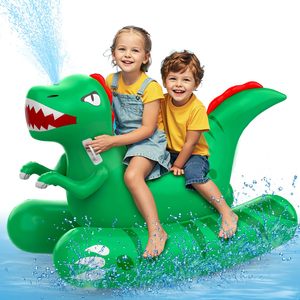 Flotador Inflable de Dinosaurio de 72 Pulgadas con Aspersor 2 en 1, Juguete Acuático Grande para Niños y Adultos, para Jardín - Product Image 1