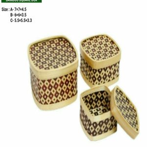 Boîte de rangement carrée artisanale en bambou, panier de rangement léger et naturel pour bijoux, cosmétiques, collations, thé, café, accessoires - Product Image 3