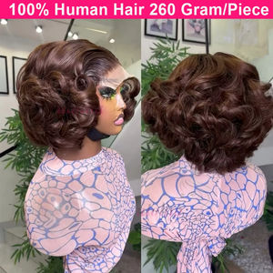 # Perruque en <span class=keywords><strong>cheveux</strong></span> humains 4x4 HD Lace Closure, 4 couleurs chocolat brun, sans colle, bouclée, lâche, ondulée, 100% <span class=keywords><strong>cheveux</strong></span> vietnamiens - Product Image 2