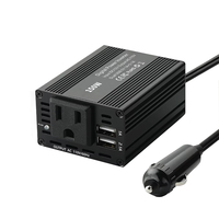 Inversor de Corriente para Auto de 150W, Convertidor de Voltaje de CC 12V a CA 110V, Encendedor de Cigarrillos, 2 Puertos USB de Carga, Salida de 110V, Cargador Rápido