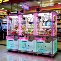 Machine à griffes avec boîte de rangement supérieure, lumières LED colorées, machine de jeu de distribution de prix d'arcade pour centre commercial/centre de divertissement