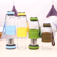 Bouteille d'eau en verre recyclé avec filtre, bouteille d'eau en verre à infuseur à thé, promotion, borosilicate avec acier inoxydable 550ML