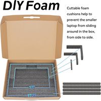 Boîte d'expédition pour ordinateur portable de 17,3 pouces, mousse protectrice, carton ondulé gaufré, laminage brillant mat, recyclable, emballage auto-assemblant