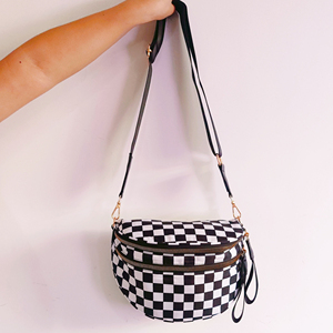 Rts Lớn Không Thấm Nước Nylon Vành Đai Túi Đôi Dây Kéo Sling Màu Đen Rô Có Thể Điều Chỉnh Dây Đeo Phụ Nữ Phụ Nữ Bum Thể Thao Crossbody Túi - Product Image 3