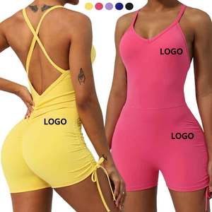 Mono de una pieza de secado rápido al por mayor para gimnasio y Fitness, ropa deportiva para yoga, entrenamiento ahuecado en la espalda, mono atlético para mujer - Product Image 1
